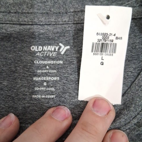 MENS OLD NAVY CLOUDMOTION ACTIVEWEAR T-SHIRT - LARGE - DARK HEATHER GRAY (STYLE: 646523) image 2