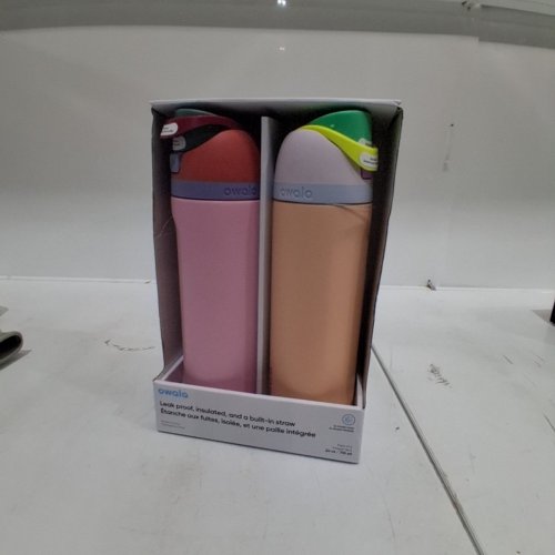 2PK OWALA STAINLESS STEEL WATER BOTTLES - 24OZ - PINK/PEACH (MODEL: 1965314) image 2