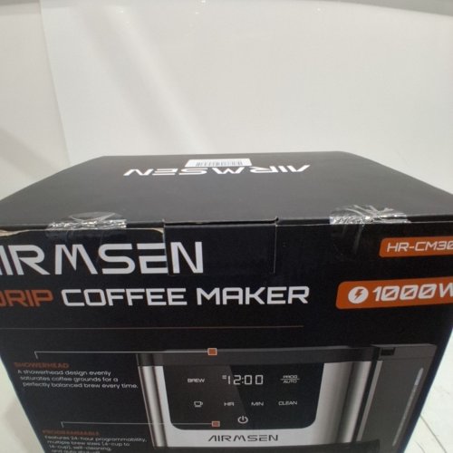 AIRMSEN PROGRAMMABLE DRIP COFFEE MAKER WITH TOUCHSCREEN - 14-CUP - 73OZ TANK - BLACK/STAINLESS STEEL (MODEL: ‎HR-CM306) image 3