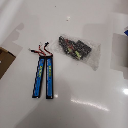 2PK AMZZN LI-PO BATTERY SET WITH CHARGER AND ADAPTER CABLES FOR AIRSOFT GEL BLASTERS - 7.4 V 2000 MAH 35C 14.8WH image 2