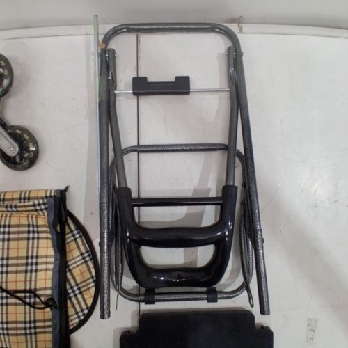 TLINGSD FOLDING SHOPPING CART WITH TRI-WHEELS FOR STAIR CLIMBING - 39" X 15" - BLACK/MULTICOLOUR image 5