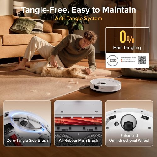 ROBOROCK QREVO S PRO ROBOT VACUUM AND MOP - 18500PA SUCTION, ANTI-TANGLE BRUSHES, 75℃ HIGH-TEMP WASHING - WHITE (MODEL: RRE0PEE+EWFD24LRR) image 5