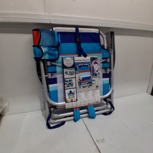 RIO BEACH BACKPACK BEACH CHAIR - 20" X 33" - ORANGE / BLUE (MODEL: 1952275) image 2