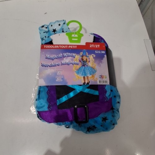 2PC TODDLER MAGICAL WITCH COSTUME DRESS AND HAT - 2T - BLUE/PURPLE image 2
