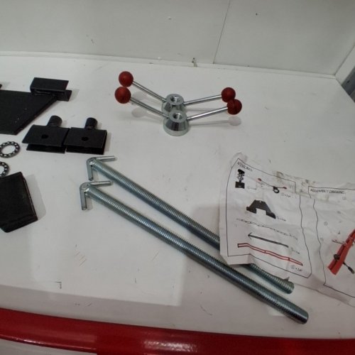 OKSTENCK ENGINE SUPPORT BAR TRANSVERSE HOIST FOR MOTOR TRANNY TRANSMISSION WITH 2 POINTS LIFT HOLDER AND DUAL HOOKS CAR ENGINE GIMBAL - 1100LBS WEIGHT CAPACITY - 61.02" X 5.91" X 4.33" - RED (MODEL: P20098) image 4