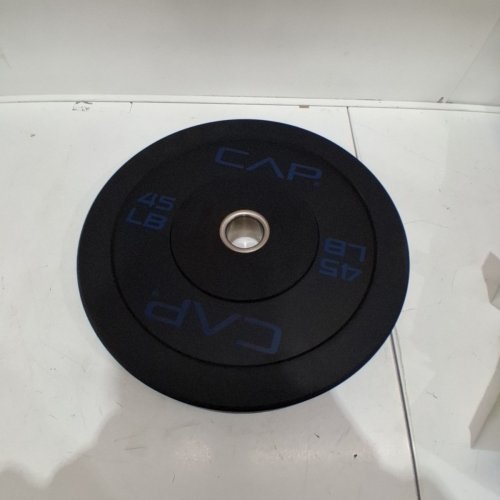 CAP BARBELL RUBBER BUMPER PLATE - 45 LBS - BLACK/BLUE image 2