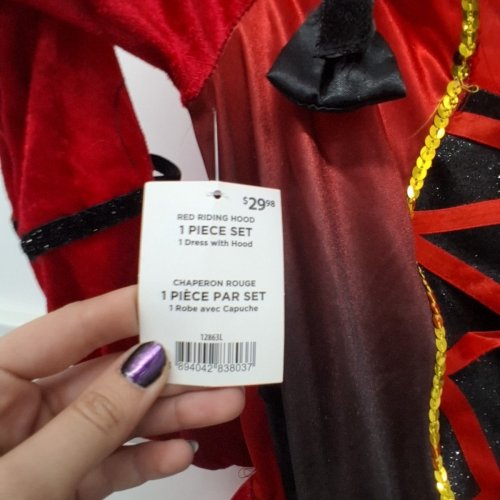 women's RED RIDING DRESS WITH HOOD - LARGE - RED AND BLACK (STYLE: 12863 L) image 3