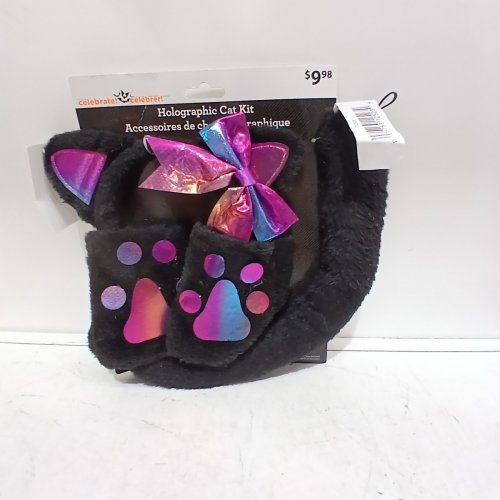 3PC WOMEN'S CAT COSTUME KIT - OSFM - BLACK PURPLE image 2