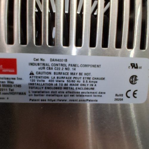 NVENT HOFFMAN ELECTRIC ENCLOSURE HEATER - 400W - THERMOSTAT RANGE 0F-100F - BRUSHED ALUMINUM (MODEL: DAH4001B) image 3