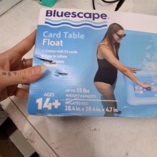 BLUESCAPE FLOATING CARD TABLE WITH 54 PVC PLAYING CARDS - BLUE image 2