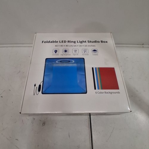 FOLDABLE LED RING LIGHT STUDIO BOX - 16"X16"X16" - BLACK image 4