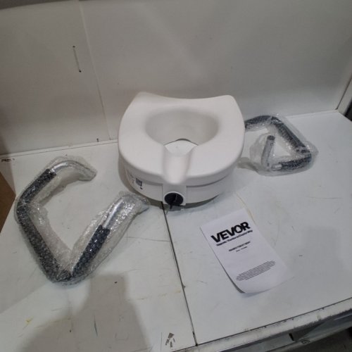 VEVOR RAISED TOILET SEAT - ALUMINUM HANDRAIL - 3.5"-17.3"-13.8" - WHITE - (MODEL: FBL760599) image 2