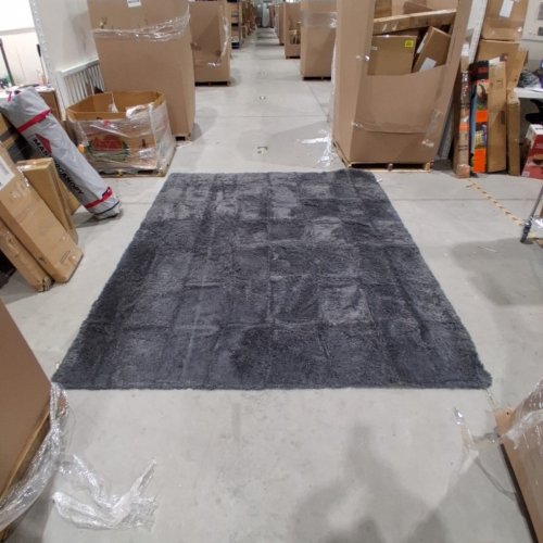 WASHABLE SHAGGY PLUSH AREA RUG WITH NON-SLIP BACKING - 8FT X 10FT - GREY image 2