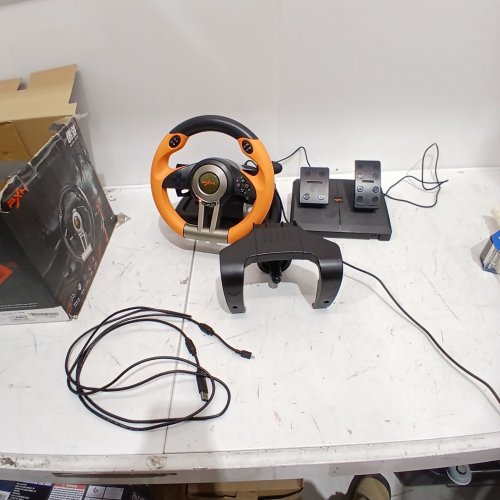 PXN V3 PRO 180 DEGREE UNIVERSAL USB CAR SIM RACE STEERING WHEEL WITH PEDALS FOR PS3,PS4,XBOX ONE,XBOX SERIES X/S,SWITCH - ORANGE image 2