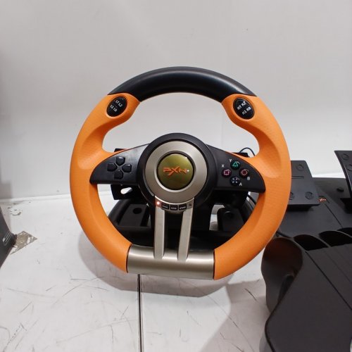 PXN V3 PRO 180 DEGREE UNIVERSAL USB CAR SIM RACE STEERING WHEEL WITH PEDALS FOR PS3,PS4,XBOX ONE,XBOX SERIES X/S,SWITCH - ORANGE image 4