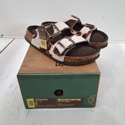 WOMEN'S ROPER TWO STRAP FOOTBED FAUX COW HAIR SANDAL - 5 - BROWN (MODEL: 09-021-0607-3426) image 3