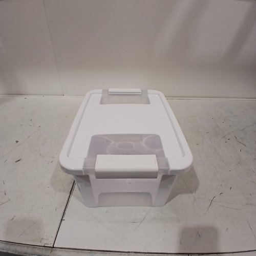 BRIGHTROOM PLASTIC UTILITY STORGE BIN - 10.5" X 14" - WHITE/CLEAR image 3