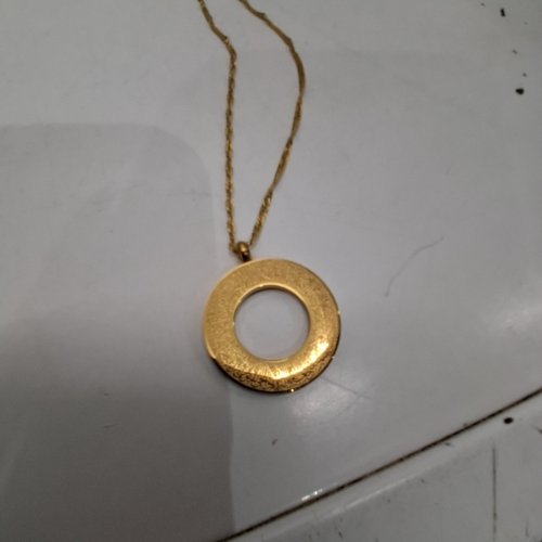 ADULTS CIRCULAR PENDANT NECKLACE -25 MM PENDANT/ 20-22" CHAIN LENGTH - GOLD TONE image 2