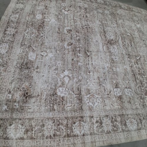 NON-SLIP VINTAGE-STYLE AREA RUG - 8FT X 10FT - IVORY/BEIGE image 2