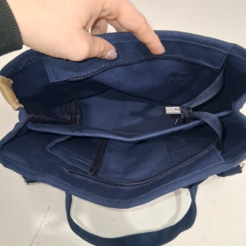 TOTE BAG WITH SHOULDER STRAP - NAVY BLUE image 3