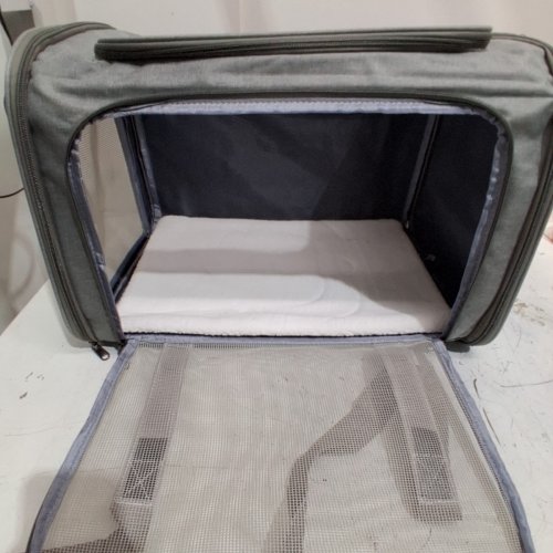 COLLAPSIBLE PET CARRIER - 13" X 20" X 14" - SMALL - GREY image 3
