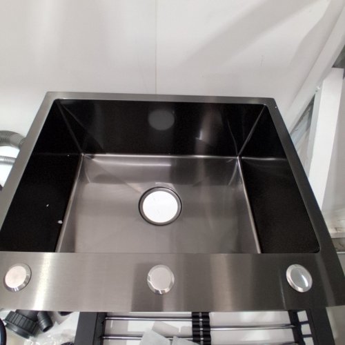 SAETOW DROP IN STAINLESS STEEL KITCHEN SINK WITH ACCESSORIES - 22" X 18" - BLACK (MODEL: 5545) image 4