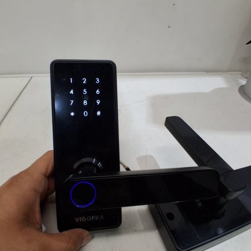 VIGOPKA SMART KEYLESS ENTRY DOOR LOCK WITH FINGERPRINT LOCK AND HANDLE - BLACK (MODEL: F007) image 6