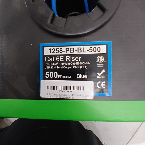 SYSTON CAT 6E CMR RISER ETHERNET CABLE - 600MHZ, 23/4 SOLID COPPER - 500FT- BLUE (MODEL: 1258-PB-BL-500) image 2