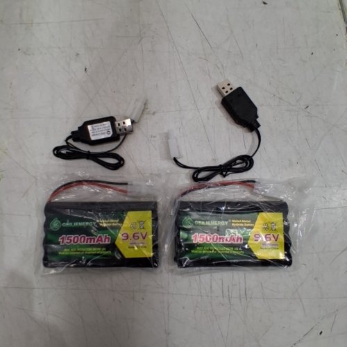 2 GEILIENERGY RECHARGEABLE BATTERY PACKS FOR REMOTE CONTROL VEHICLES WITH CHARGER - 1500MAH - 9.6V - BLACK image 2
