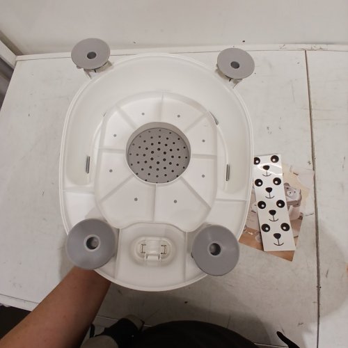 PANDA BEAR BABY BATH SEAT FOR BABIES 6MONTHS - 13.4" X 7.5" X 14.4" - WHITE/GREY image 3