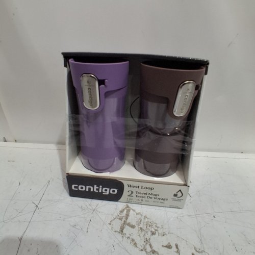 2PK CONTIGO WEST LOOP TRAVEL MUGS - 16 OZ EACH - PURPLE AND BROWN (MODEL: 2027032) image 5