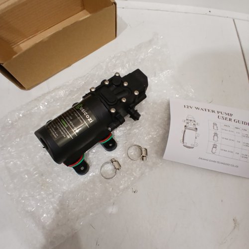 EASICOZI FRESH WATER PUMP WITH 2 HOSE CLAMP - 12V - 4.5L/MIN - 1.2GPM -110PSI -BLACK image 2