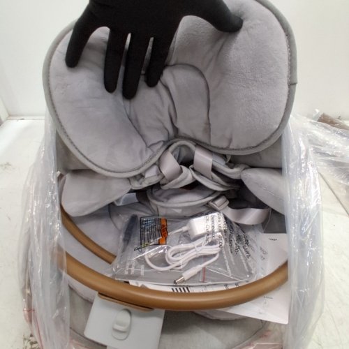 MONAMII ELECTRIC BABY SWING WITH BLUETOOTH SPEAKER AND REMOTE - 5-SPEED - LIGHT GREY/BROWN (MODEL: BB2007) image 4