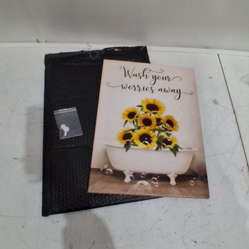 DECORATIVE WALL ART PRINT / QUOTE - 16" X 12" - MULTICOLOR / SUNFLOWER / BATHTUB image 2
