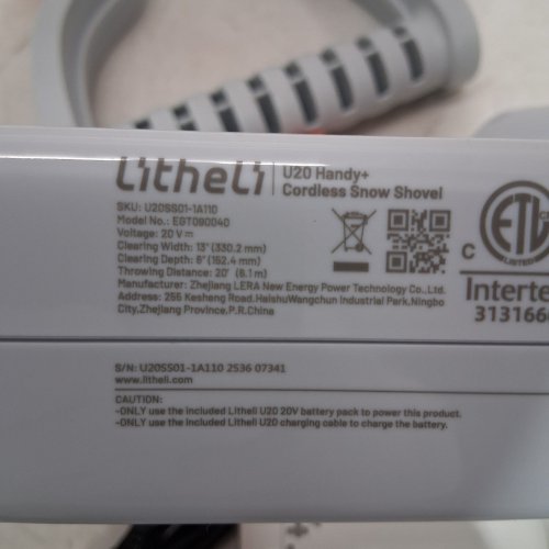 LITHELI U20 LIGHTWEIGHT CORDLESS BATTERY OPERATED SNOW THROWER - 13" - 20V 4AH - ORANGE/WHITE (MODEL: U20SS01-0A110 / EGT090040) image 5