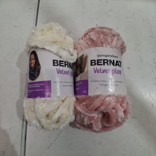 2PK BERNAT BLANKET VELVET PLUS YARN - 78 YARD/EACH - PINK DUST/CREAM image 2