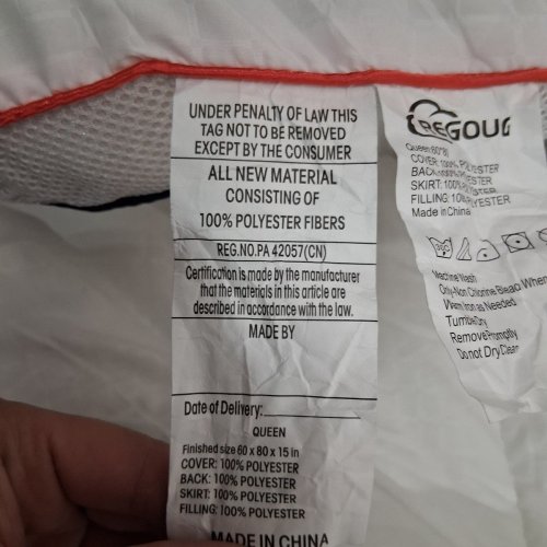 REGOŪG EXTRA THICK FITTED MATTRESS TOPPER - QUEEN - WHITE/RED/BLUE image 5