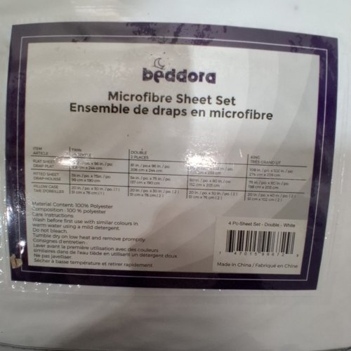 4PC BEDDORA MICROFIBRE SHEET SET - DOUBLE - WHITE image 3