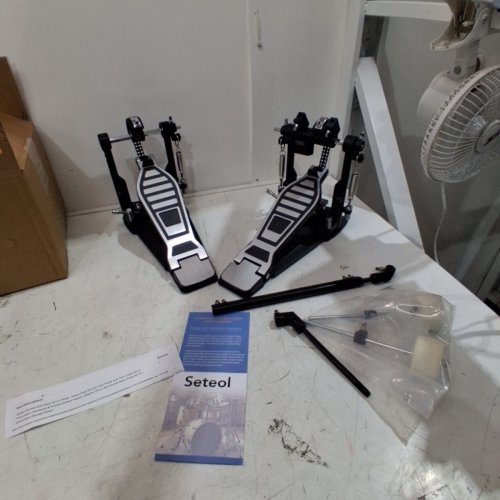 SETEOL DOUBLE BASS KICK PEDAL WITH TWIN CHAIN DRIVE PERCUSSION AND 4-SIDED BEATER HEADS image 2