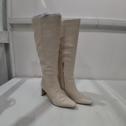 SAM EDELMAN KNEE HIGH SYLVIA BOOTS - SIZE 8.5 - IVORY image 2