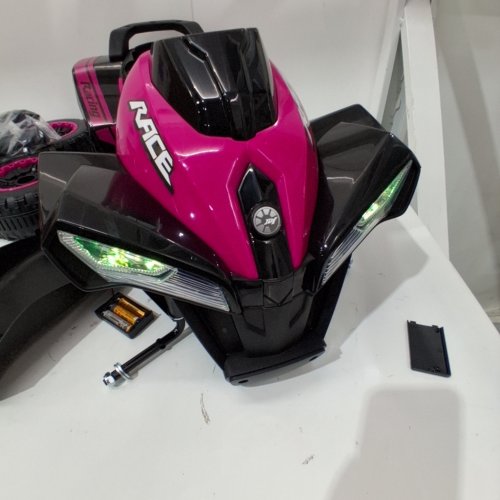 KIDS AOSOM 4-WHEEL RIDE ON SLIDING ATV WITH LIGHTS AND MUSIC - PINK / BLACK image 2