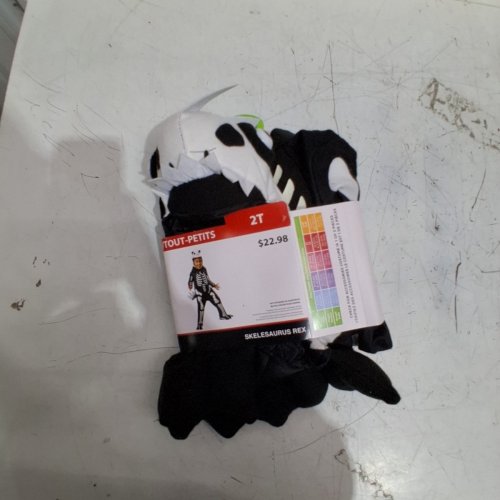 2PC RUBIES TODDLER SKELESAURUS SKELETON DINOSAUR COSTUME - 2T - BLACK AND WHITE image 2