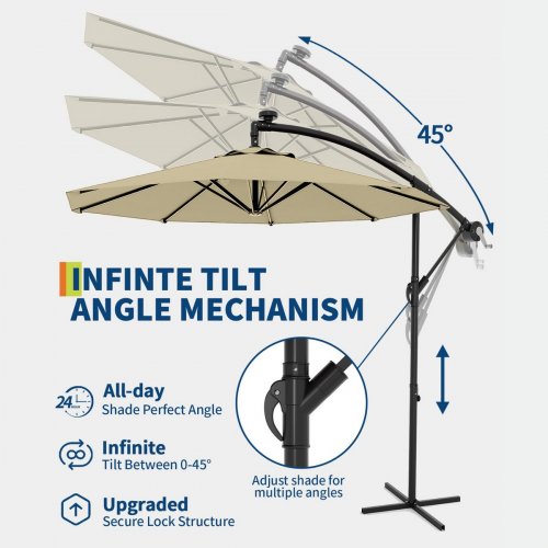 GARVEE OUTDOOR ROTATING OFFSET CANTILEVER PATIO UMBRELLA - 10FT - BEIGE - (MODEL: PPG_334MKMVW) image 2