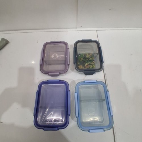 8PC ELLO COLOUR LOCK DIVIDED GLASS MEAL PREP SET - 800ML - MULTICOLOUR (MODEL: 1901809) image 2