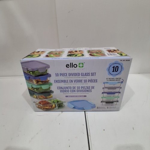8PC ELLO COLOUR LOCK DIVIDED GLASS MEAL PREP SET - 800ML - MULTICOLOUR (MODEL: 1901809) image 3