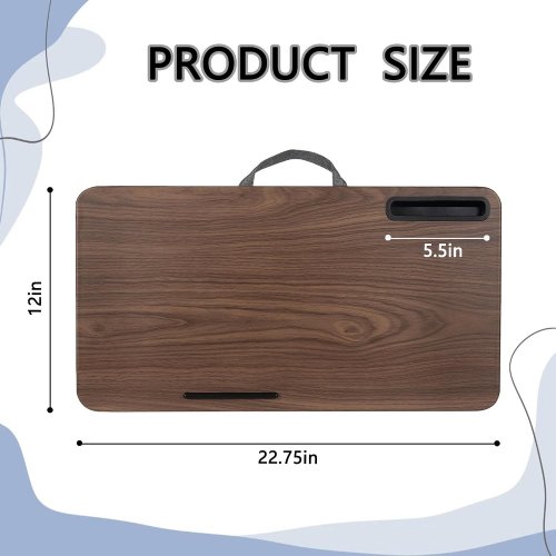 YUELAKE PORTABLE CUSHIONED LAP DESK TRAY FOR LABTOP/TABLET - 23" X 12" - BROWN - (MODEL: HF-EC310) image 2