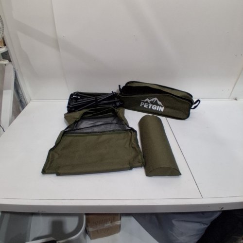 PETGIN HIGH BACK FOLDING CAMPING CHAIR WITH REMOVABLE PILLOW AND SIDE POCKET - OLIVE GREEN image 2