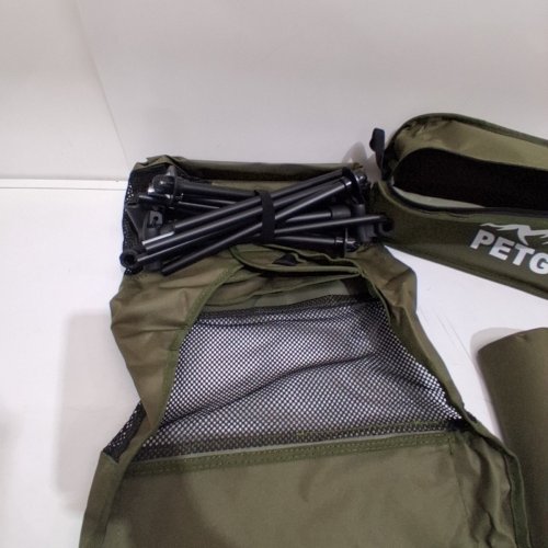 PETGIN HIGH BACK FOLDING CAMPING CHAIR WITH REMOVABLE PILLOW AND SIDE POCKET - OLIVE GREEN image 3