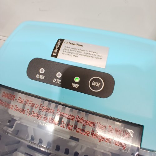 EUHOMY COUNTERTOP ICE MAKER MACHINE WITH HANDLE, BASKET AND SCOOP - MAKES 26LBS PER DAY - BLUE (MODEL: IM-06C) image 2
