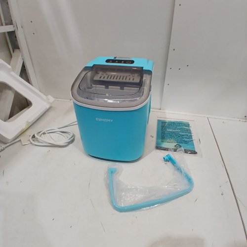 EUHOMY COUNTERTOP ICE MAKER MACHINE WITH HANDLE, BASKET AND SCOOP - MAKES 26LBS PER DAY - BLUE (MODEL: IM-06C) image 3